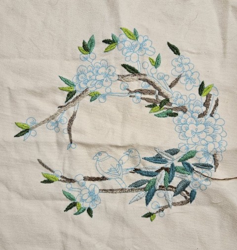 bird embroidery kit - starting branches