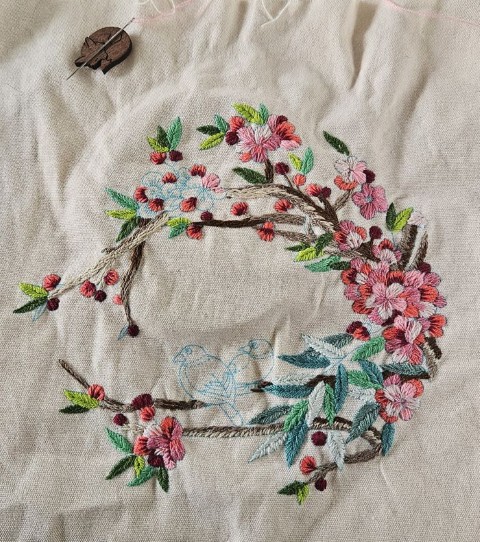 bird embroidery kit - flowers